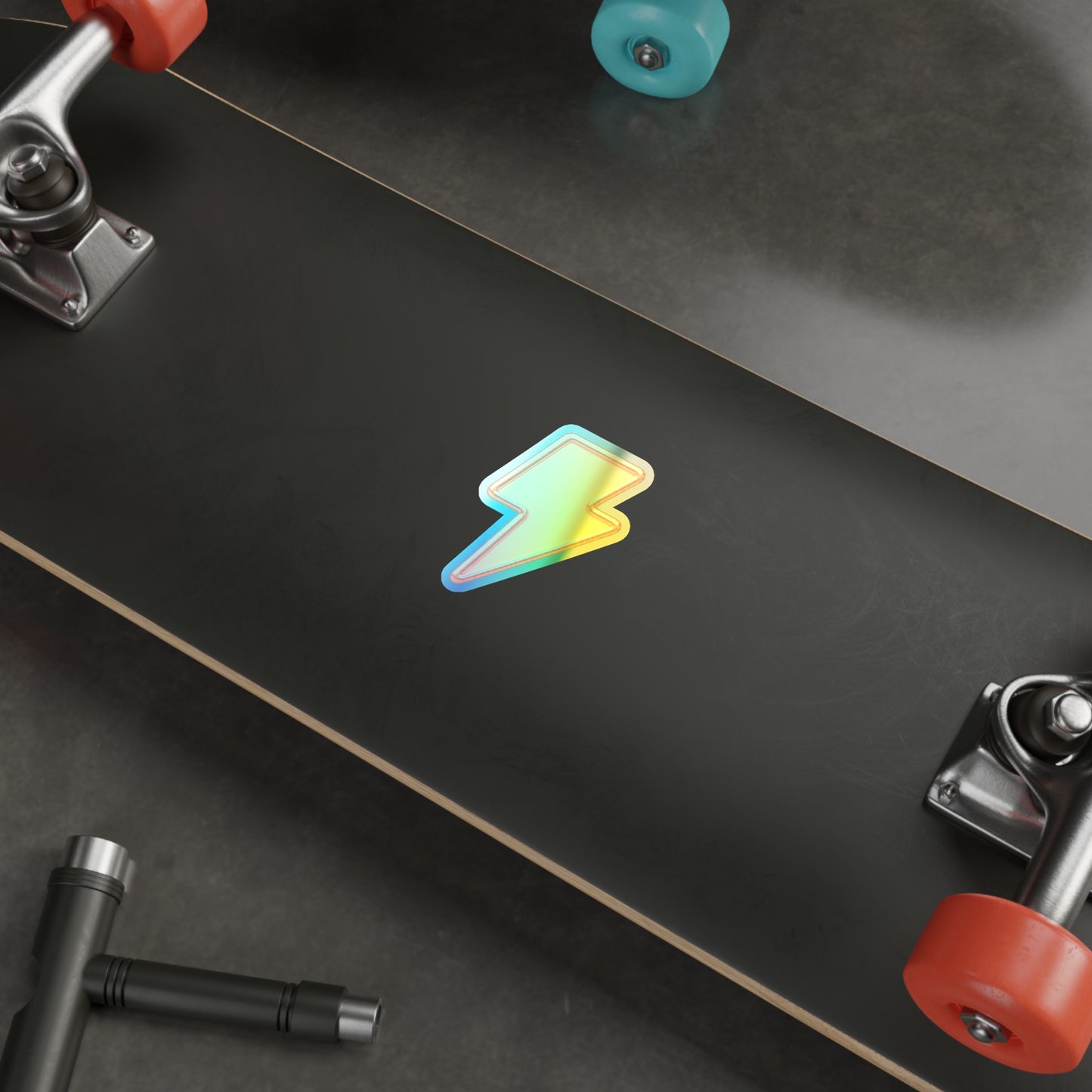 Holographic Lightning Bolt Sticker — Iridescent Die-Cut Decal for Skateboards, Laptops & Water Bottles