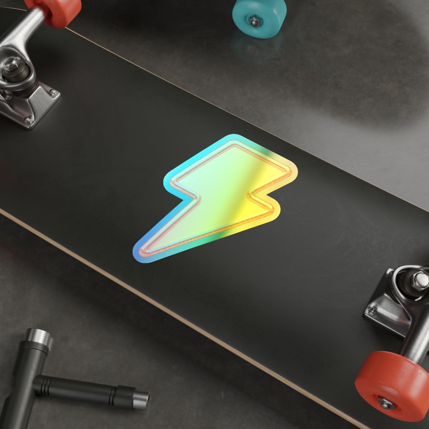Holographic Lightning Bolt Sticker — Iridescent Die-Cut Decal for Skateboards, Laptops & Water Bottles
