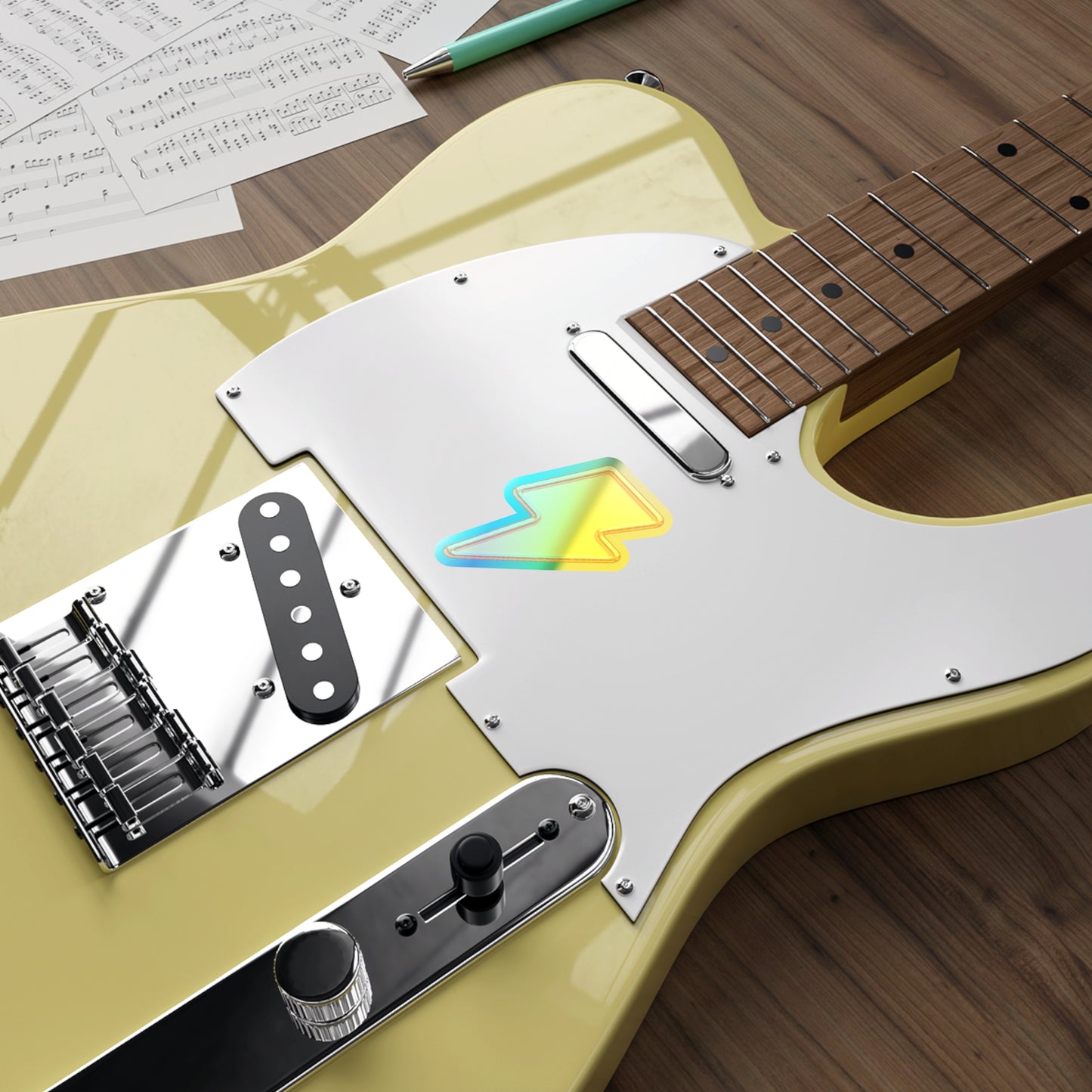 Holographic Lightning Bolt Sticker — Iridescent Die-Cut Decal for Skateboards, Laptops & Water Bottles