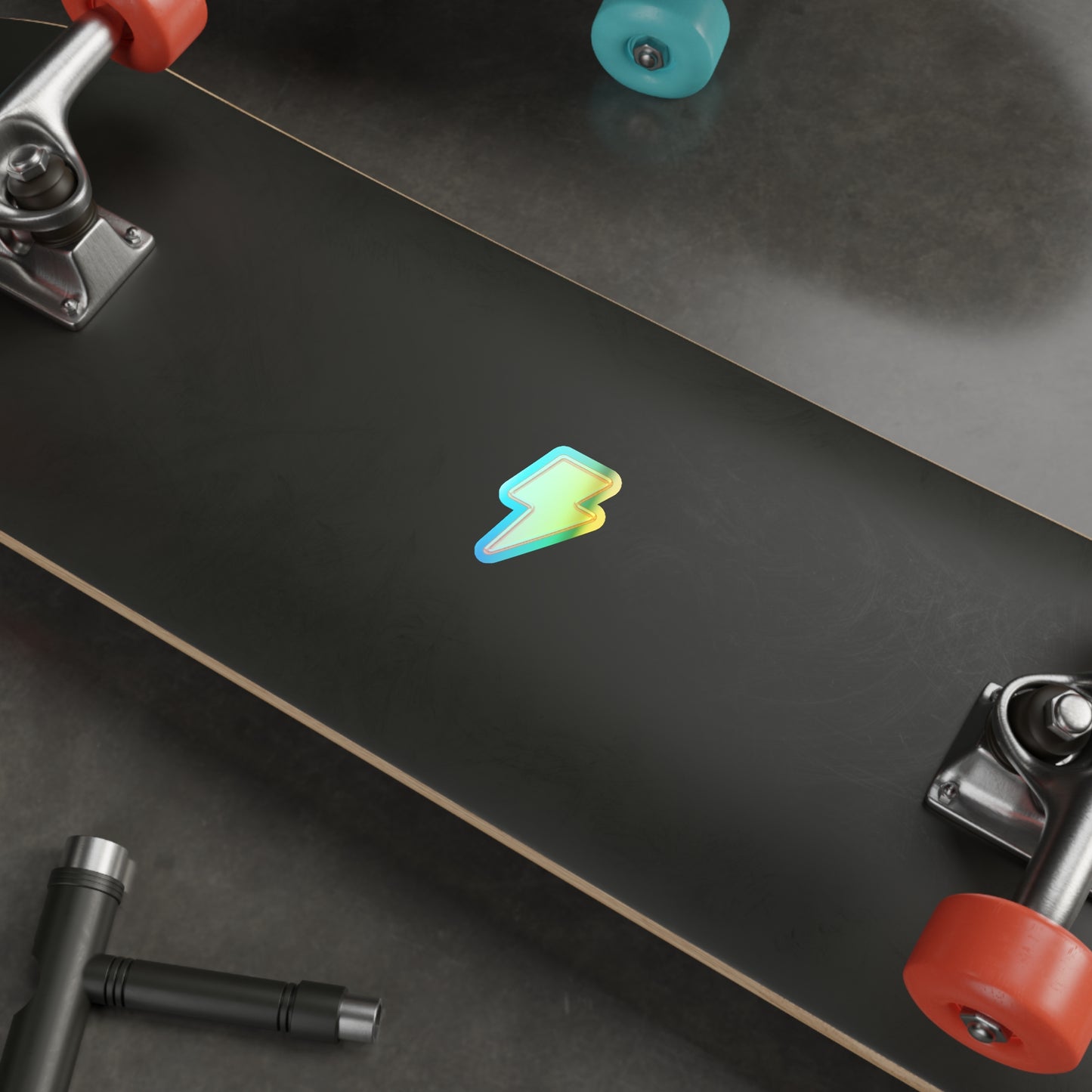 Holographic Lightning Bolt Sticker — Iridescent Die-Cut Decal for Skateboards, Laptops & Water Bottles